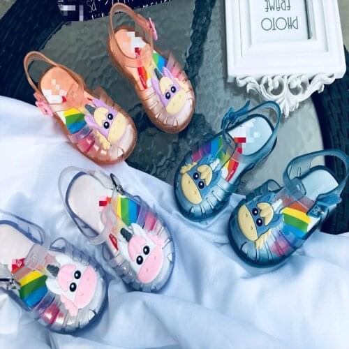 2021 NEW Horse mini melissa Kids Jelly Shoes Brand Rainbow Bottom Little Girls Summer jelly shoes Toddlers Unicorn shoes SH19073