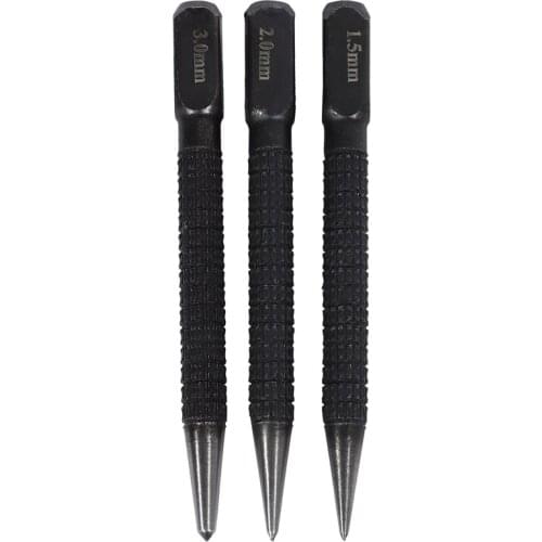 3pcs High-carbon Steel Center Punch Set 10cm Non Slip Center Punch For Alloy Steel Metal Wood Marking Drilling Tool