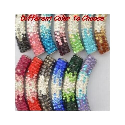 5 pcs/lot 45cm mixed multicolor disco pave diy h3536 bracelet necklace gradient tube beads long bending crystal