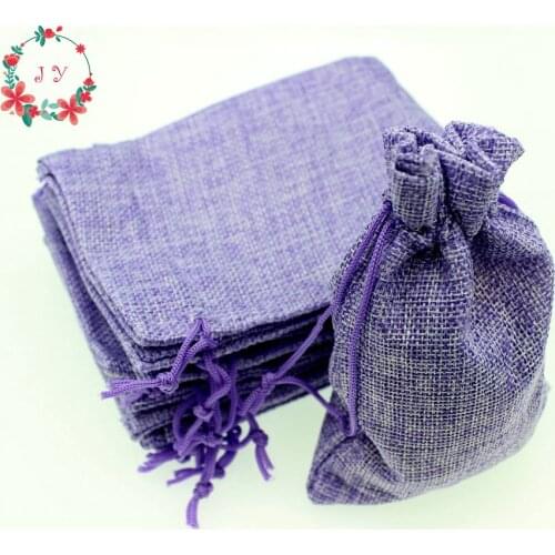 50pcs/lot Blank Linen Bags Lavender Fabric Wedding Favor Pouches 15*10cm Drawstring Jewelry Sachet Gift Bags Free Shipping