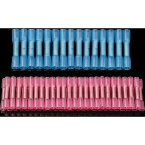 50PCS Insulated Heat Shrink Butt Connectors Waterproof Electrical Wire Connectors Seal Splice Cable Crimp Terminals AWG 22-14