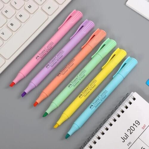 6pcs Faber Castell Textliner 38 Pastel Colors Highlighter Original 6 Color Set Marker Writing Art Pen