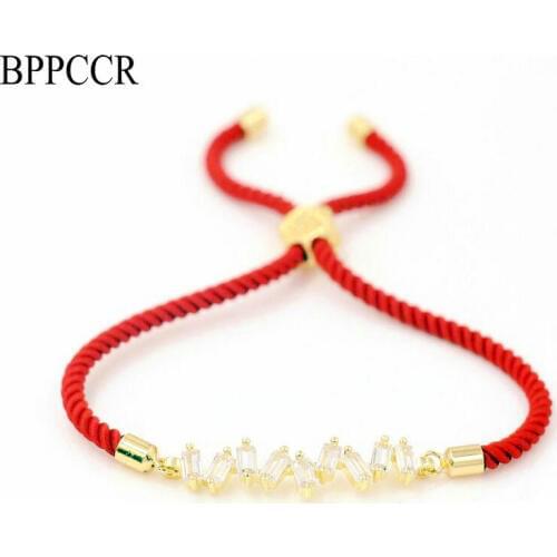 BPPCCR Lightning Irregular Section Fine Inlay Crystal Zircon AAA Bracelet For Women Red Thread Rope Lucky Bracelets Lovers Gift