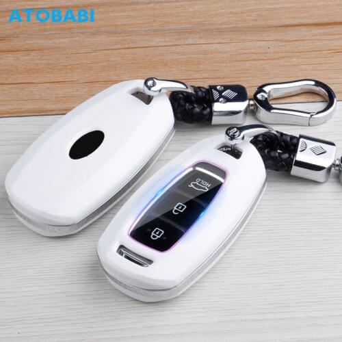ABS Car Key Case For Hyundai Santa Fe 2019 2020 2021 Palisade Kona Elantra GT Veloster Smart Remote Control Fobs Protector Cover