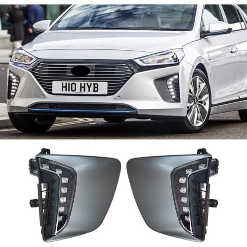 CSCSNL 2PCS Car DRL For Hyundai IONIQ 2017 2018 2019 2020 LED fog lamp cover daytime running lights 12V Daylight