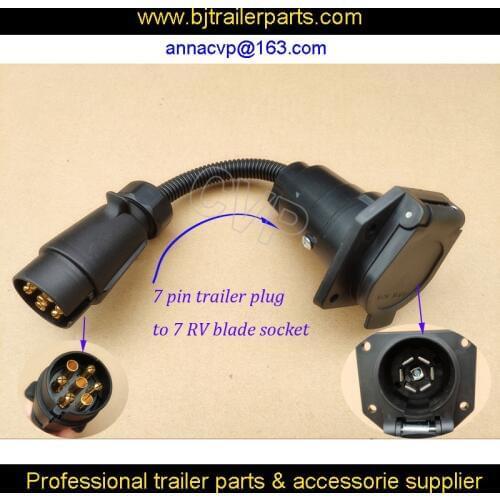 CVP 7 pin trailer round socket male plug to 7 RV blade trailer socket, trailer adapter connector 7 pin trailer parts