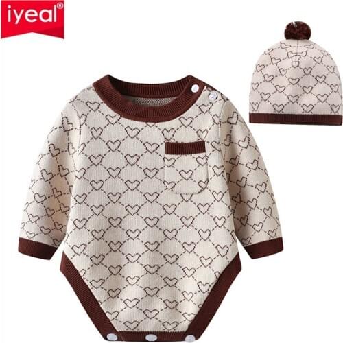 Baby Bodysuits Clothes New Fashion Spring Knitted Newborn Infant Jumpsuits With Hat for Toddler Boys Girls Onesie Baby Outfits