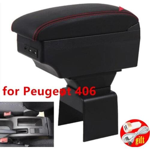 For Peugeot 406 armrest box central Store content Storage box with cup holder ashtray products with USB LED