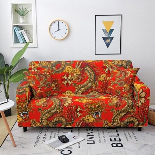 Elastic Sofa Covers for Living Room Dragon Print Sofa Slipcover Sofa Protector Corner Sofa Cover Sectional Couch Covers 1-4 seat