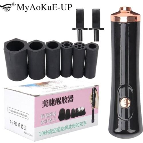 Eyelash Glue Electric Shaker for Nail Polish Tattoo Ink Pigment Liquid Shaking Machine with 2pcs Connector 6pcs glue Cover Die