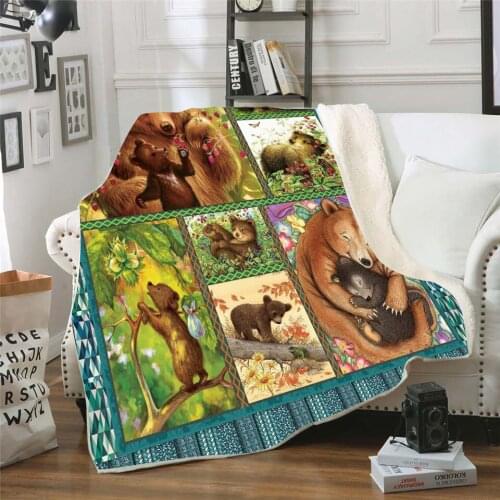 Bear 3D Printed Fleece blanket for Picnic Thick Fashionable Bedspread Sherpa Throw Blanket Drop Shipping 02