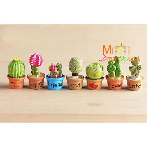 G05-X4442 children baby gift Toy 1:12 Dollhouse mini Furniture Miniature rement-resin Cactus plant 7pcs/set