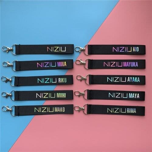 KPOP NIZIU MINA RIKU RIO MAKO MAYUKA AYAKA MIIHI RIMA MAYA Keychain Magic Color Mobile Name Strip Key Chain Ring Bag Pendant