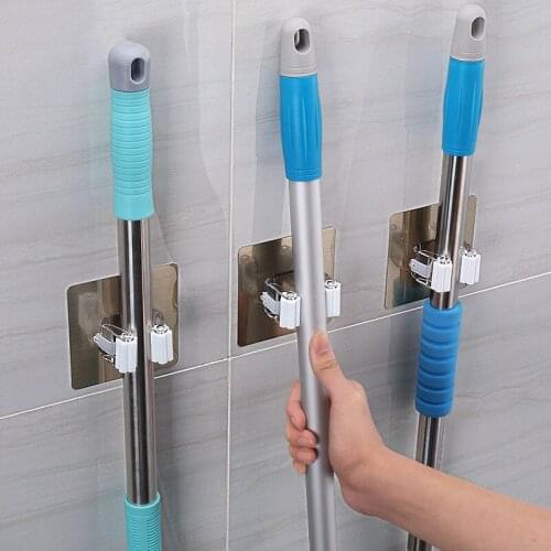 Adhesive Multi-Purpose Hooks Wall Mounted Mop Organizer Holder RackBrush Broom Hanger Hook Kitchen bathroom Strong Hooks