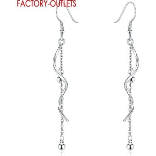 Real 925 Sterling Silver Long Tassel With Small Bead Ball Drop Dangle Earring For Women 3 Style For Choice Earring Fine Jewelry