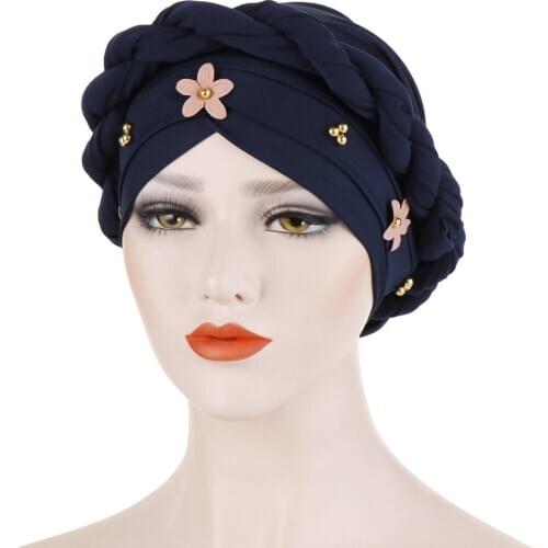 Fashion Muslim Hijab Women Turban Hat Braid Knot Lady Head Scarf Hijab Muslim Inner Hijab for Women Hair Accessories Hair Loss