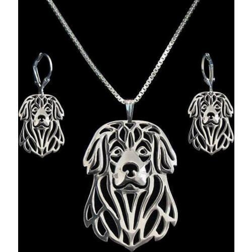 Lovers' Hollow Out Leonberger Jewelry Set Womens Metal Alloy Dog Shaped Jewelry Set