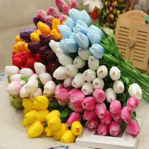 New 10pcs Tulip Artificial Flower Pretty PU plastic bouquet Real touch flowers For Home Wedding decorative fake flowers wreaths