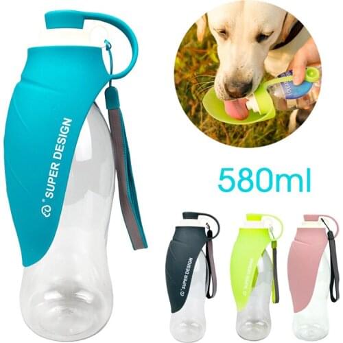 580ml Portable Dog Water Bottle Soft Silicone Leaf Design Travel Dogs Bowl For Puppy Pet Drinking Outdoor Cat Water Dispenser