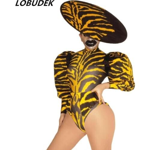 Zebra Stripes Tailcoat Shorts Cap 3-Pieces Outfit Sexy DJ Singer Nightclub Bar Stage Wear Dancer Team Jazz Modern Dance Costume