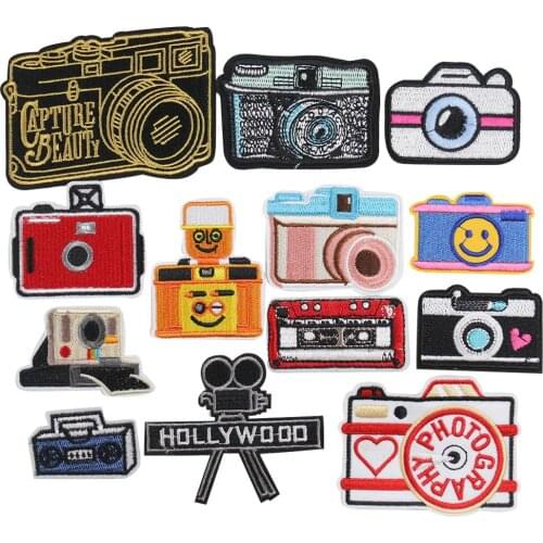 Cute Camera Projector Collection Embroidery Cloth Stickers Applique Badge Stick On Cute Patches For Kids Clothes