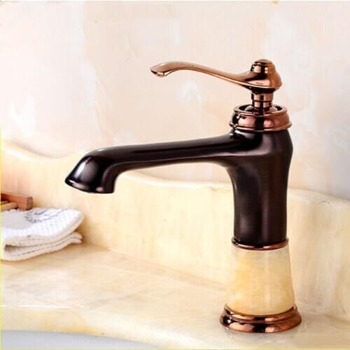LIUYUE Basin Faucets Black Bronze Brass Large Round Mouth Type Outlet Bathroom Basin Mixer Faucet Cold Hot Water Sink Mixer Taps