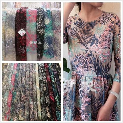 High grade mesh embroidered lace fabric embroidered fabric embroidered with flowers