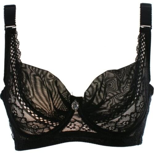 Yasemeen Ultra-thin Transparent Bras Super Push Up Minimizer Bras Gather Plus Size Underwear 42CD-95 44CD-100 Cup Bras Uderwire