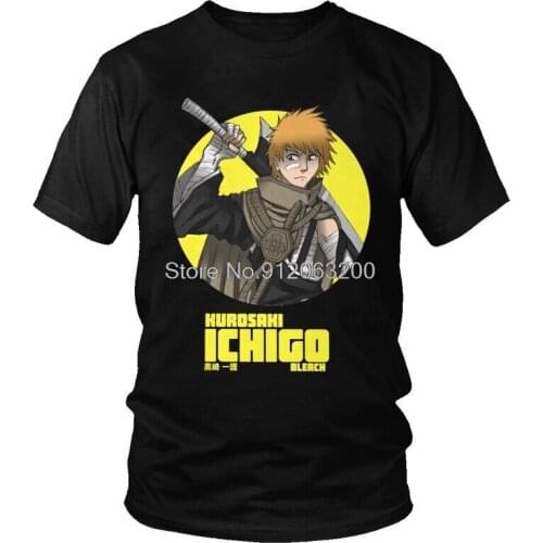 Tvoe Funny Ichigo Kurosaki T-shirt Men Fashion T Shirts Short Sleeve Anime Manga Bleach Tshirts Cotton Tee Tops Clothes
