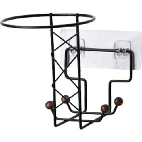 Iron Motorcycle Helmet Stand Holder with Back Adhesive Wall Mounted Hook Hanger