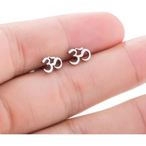 SMJEL Bohemian OM Symbol Earrings for Women Stainless Steel Black Earrings Motorcycle Meditation Yoga Minimalist Jewelry