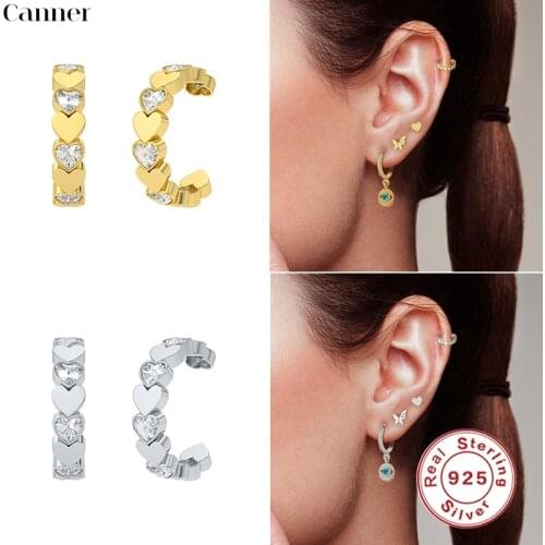 Canner 100% 925 Sterling Silver Ear Cuff Vintage Hollow Clip On Earrings Fake Piercing Jewelry For Women Cartilage Earcuff W4