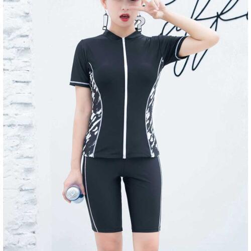 Womens Floral Zip Up Swimsuit Rash Guard Surf Suit Short Sleeve/Long Sleeve Two Piece Swimwear Athletic Bathing Surfing Suits