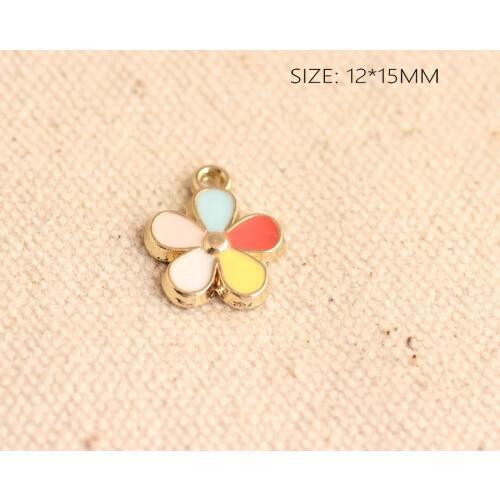 10pcs Five-color flower Zinc Alloy Enamel Bracelet Necklace Charms Pendant For Jewelry Making Finding