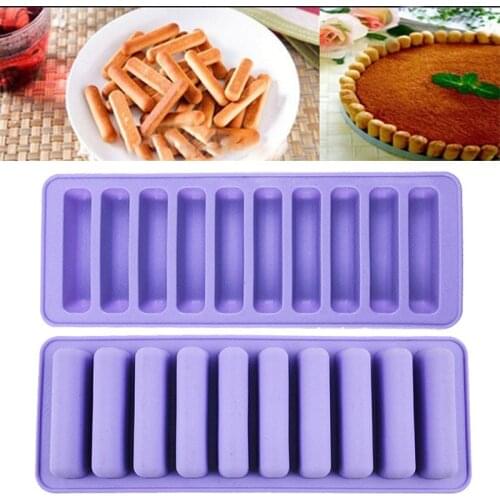 10pcs Silicone Cake Mold Strip-Type DIY Tool Cookie Mould Flexible Baking Mould Candy Chocolate Mold Finger Cake Bar Tools