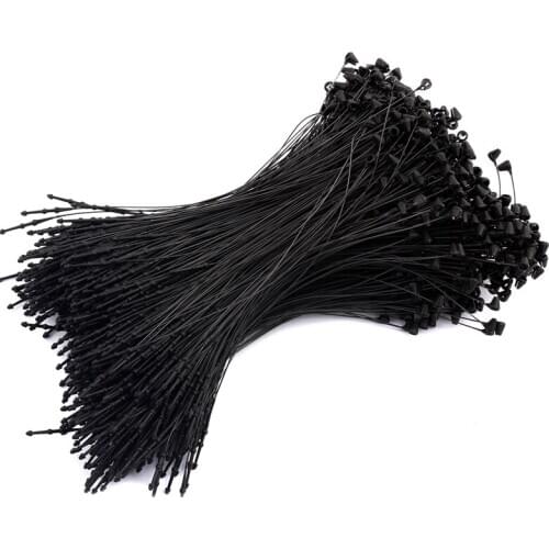 10000pcs 5 inches security hang tag loop plastic tag tie fastener clera hang tag snap lock pin white black color