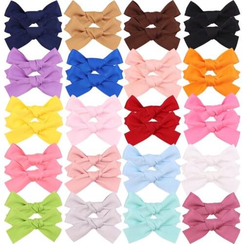 20Colors/Lot Ribbon Hair Bows Hair Clip For Girls Barrettes Bowknot Safety Hairpins Best Gifts Headwear Kids Hair Accessories
