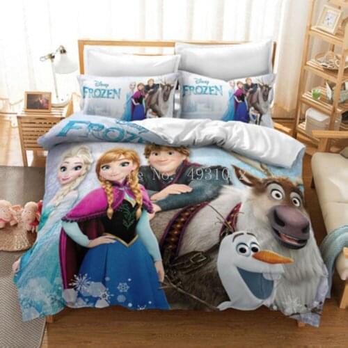 3d Disney Frozen Bedding Set Cartoon Anna Elsa Duvet Cover Set Pillowcase Boy Girl Kids Comforter Cover Set Twin Queen King Size