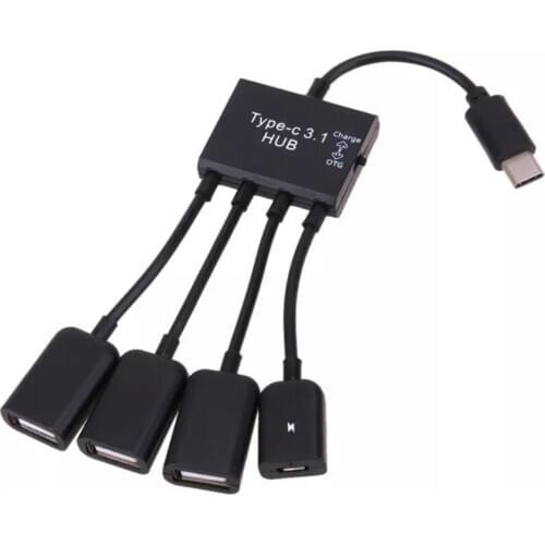 4 in 1 USB 3.0 Type-C Micro USB Splitter HUB Adaptor Charging OTG Host Cable Cord Adapter Connector