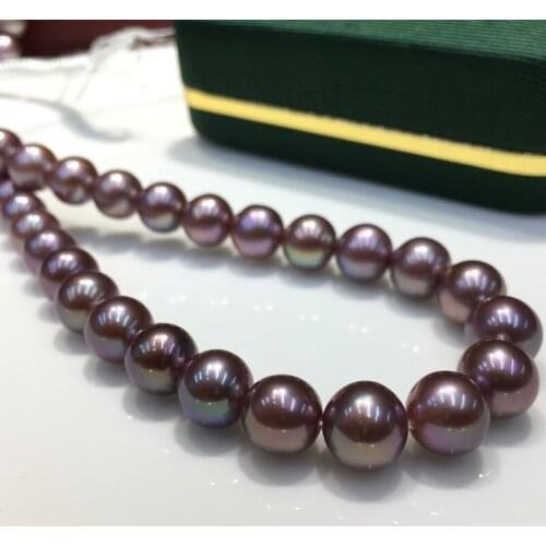 AA LOOSE BEADS freshwater huge pearl round deep purple color 11-14mm big size wholesale for DIY jewelry necklace 41cm