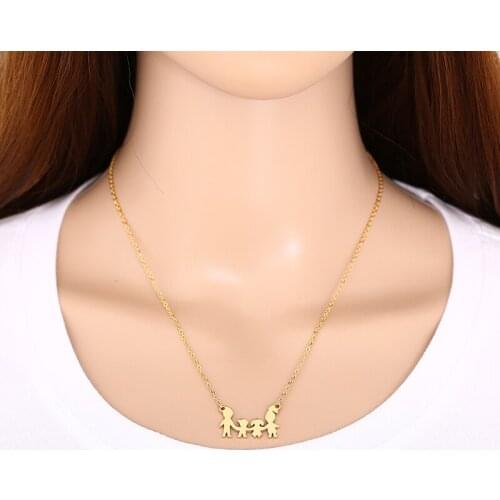 Personalized Family Necklace Dad Daughter Son Mom Pendant Chain Stainless Steel Jewelry Necklace For Women Gift Wholesale