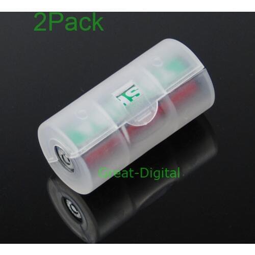 2x AA to C Size Battery Converter Adaptor Adapter Case