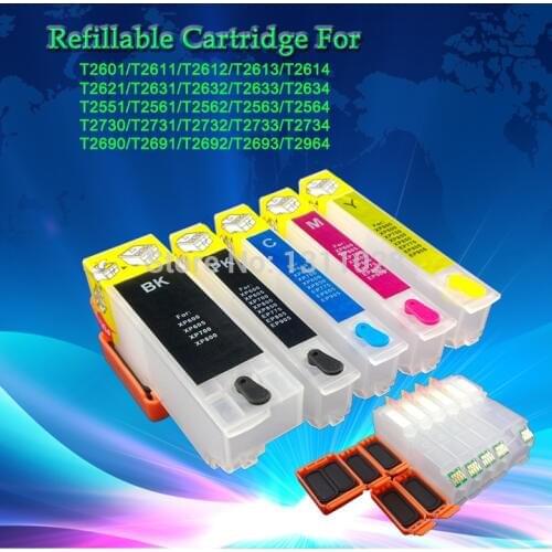 INK WAY T2551 T2561 T2562 T2563 T2564 Refillable ink cartridge for XP701 with ARC,1 Set, 5 PCS,free shipping
