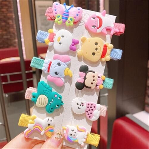 Kids Children Girls BB Hair Clips Hairpins Cartoon Animal Fruits Doll Pink Korean Cute Head Wear Accessories Wholesale Gifts
