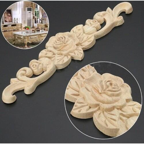 1pc Exquisite Wood Carved Decal Onlay Applique Unpainted Home Furniture Decoration