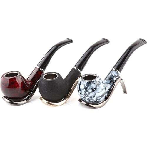 Classic High Quality Wood Grain Smoking Tobacco Pipe Resin Cigar Pipes Smoking Chimney Accessories Smoke Mouthpiece