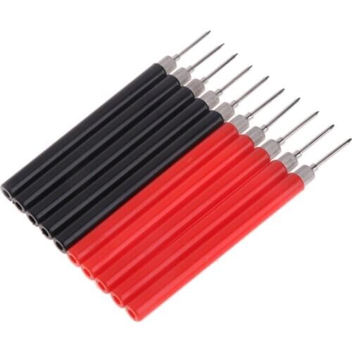 10Pcs Test Probe Tip Insulated Hook Wire Connector Lead Pin for Multimeter