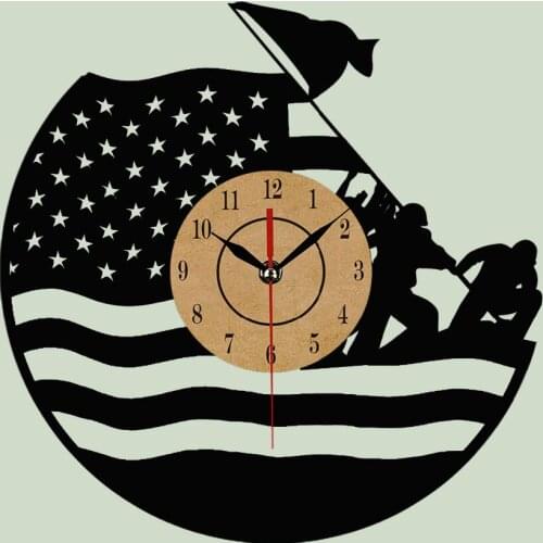 Cool Design Wall Clock CD Vinyl Record USA Modern Art Watch Relogio Parede Decorative