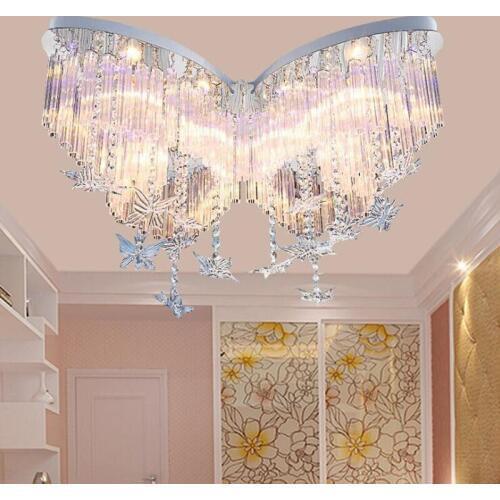 L Living room crystal lamp ceiling lamp color crystal lamp remote control beauty salon master bedroom romantic warm wedding room