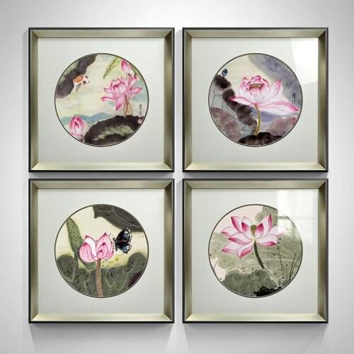 Japanese Style Summer Lotus Flower Canvas Art New Chinese Poster and Print Antiquity Wall Art for Living Room Nordic Traditional